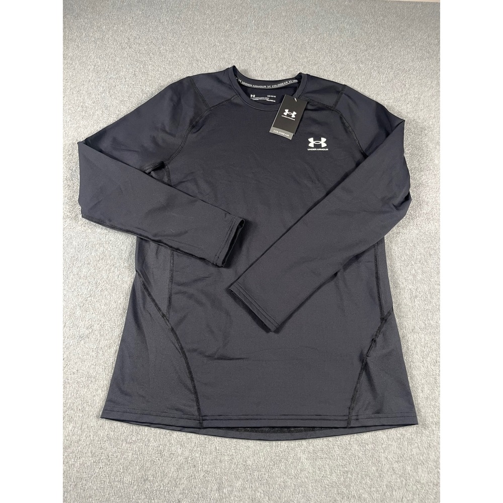 Under Armour Mens ColdGear Armour Fitted Crew Black Long Sleeve Shirt 1366068 L
